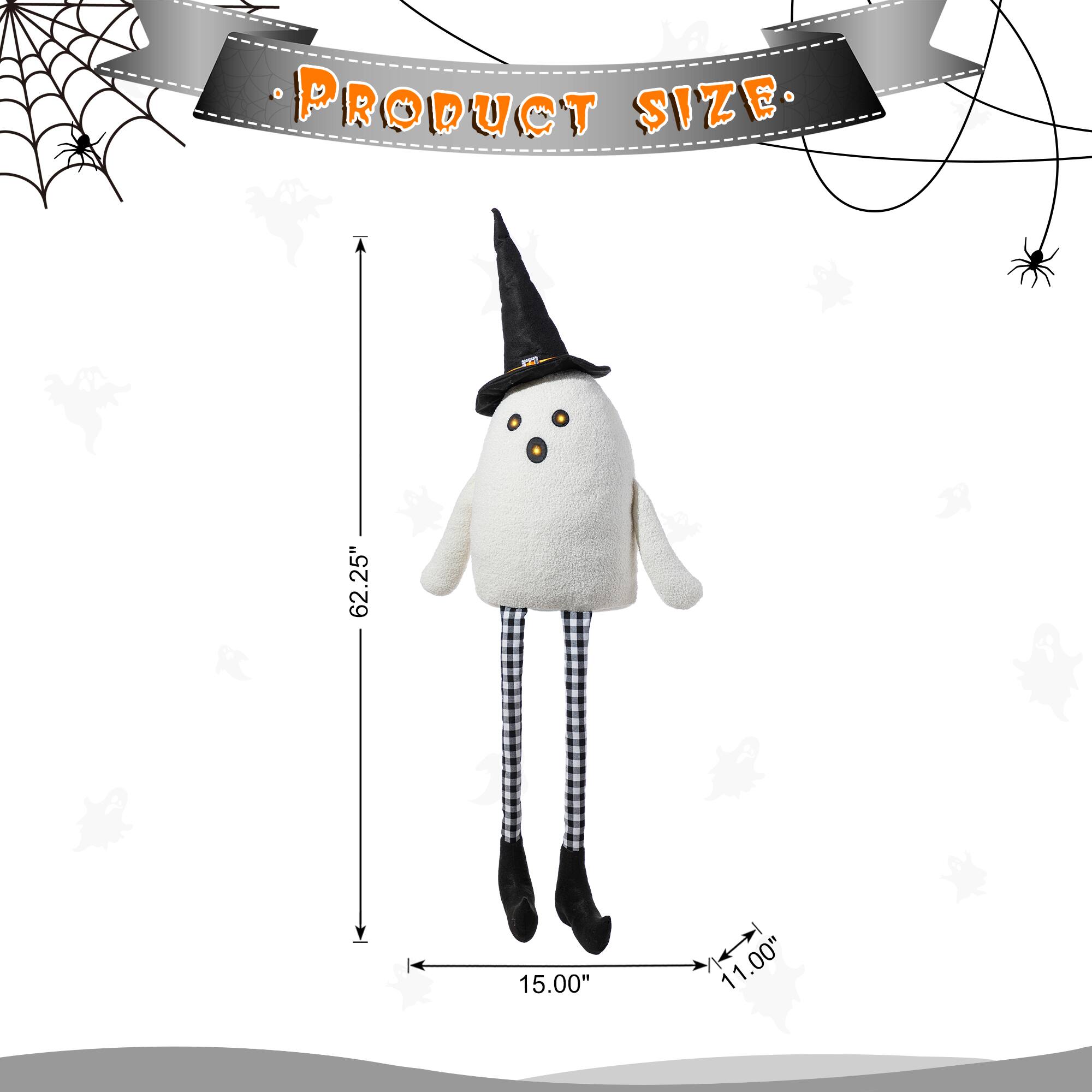 Glitzhome® 65.25"H Lighted Halloween Oversized Fabric Ghost Shelf Sitter